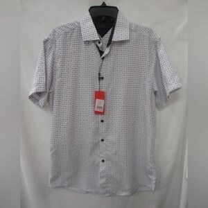 BC Collection Men's Red, White and Blue Geometric Shirt